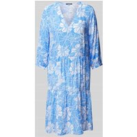 Montego Knielanges Kleid aus Viskose mit floralem Muster in Blau, Größe 42 von montego