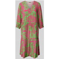 Montego Knielanges Kleid aus Viskose mit floralem Muster in Metallic Rosa, Größe 34 von montego