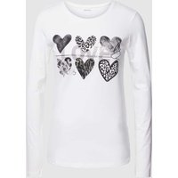 Montego Longsleeve mit Motiv- und Statement-Print in Weiss, Größe M von montego