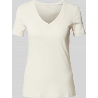 Montego T-Shirt mit V-Ausschnitt in unifarbenem Design in Beige Melange, Größe XXL von montego