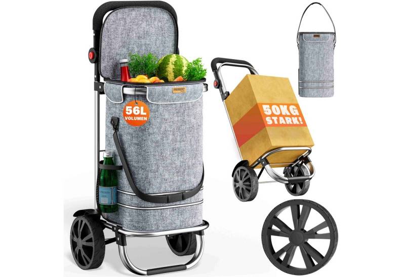 monzana Einkaufstrolley, 2in1 56L bis 50 kg klappbar abnehmbare Tasche Handwagen Einkaufswagen von monzana