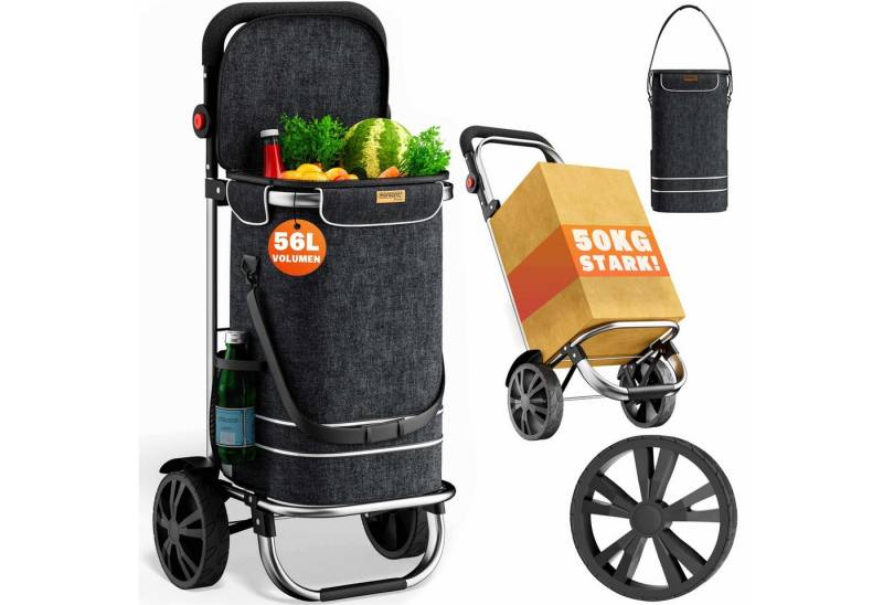monzana Einkaufstrolley, 2in1 56L bis 50 kg klappbar abnehmbare Tasche Handwagen Einkaufswagen von monzana