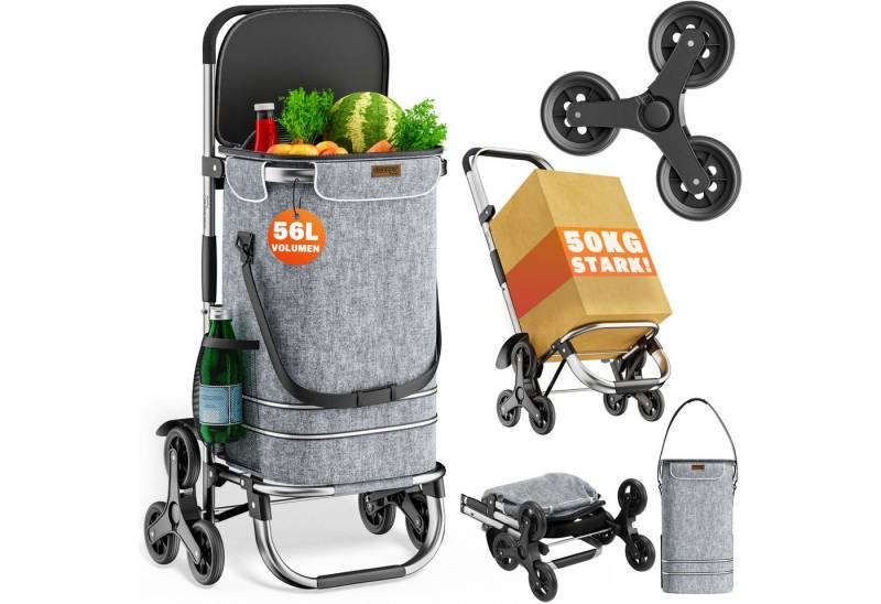 monzana Einkaufstrolley, komplett zusammenklappbar (auch mit Tasche), innenliegendes Kühlfach von monzana