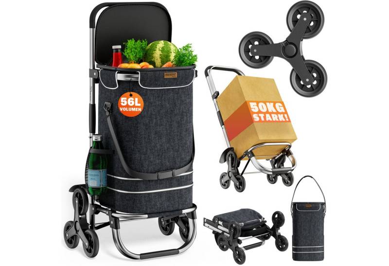 monzana Einkaufstrolley, komplett zusammenklappbar (auch mit Tasche), innenliegendes Kühlfach von monzana
