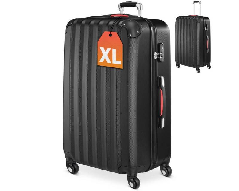 monzana Hartschalen-Trolley Baseline, 4 Rollen Rollen, Rollkoffer Zahlenschloss Reisekoffer Hartschalenkoffer Trolley Schwarz von monzana