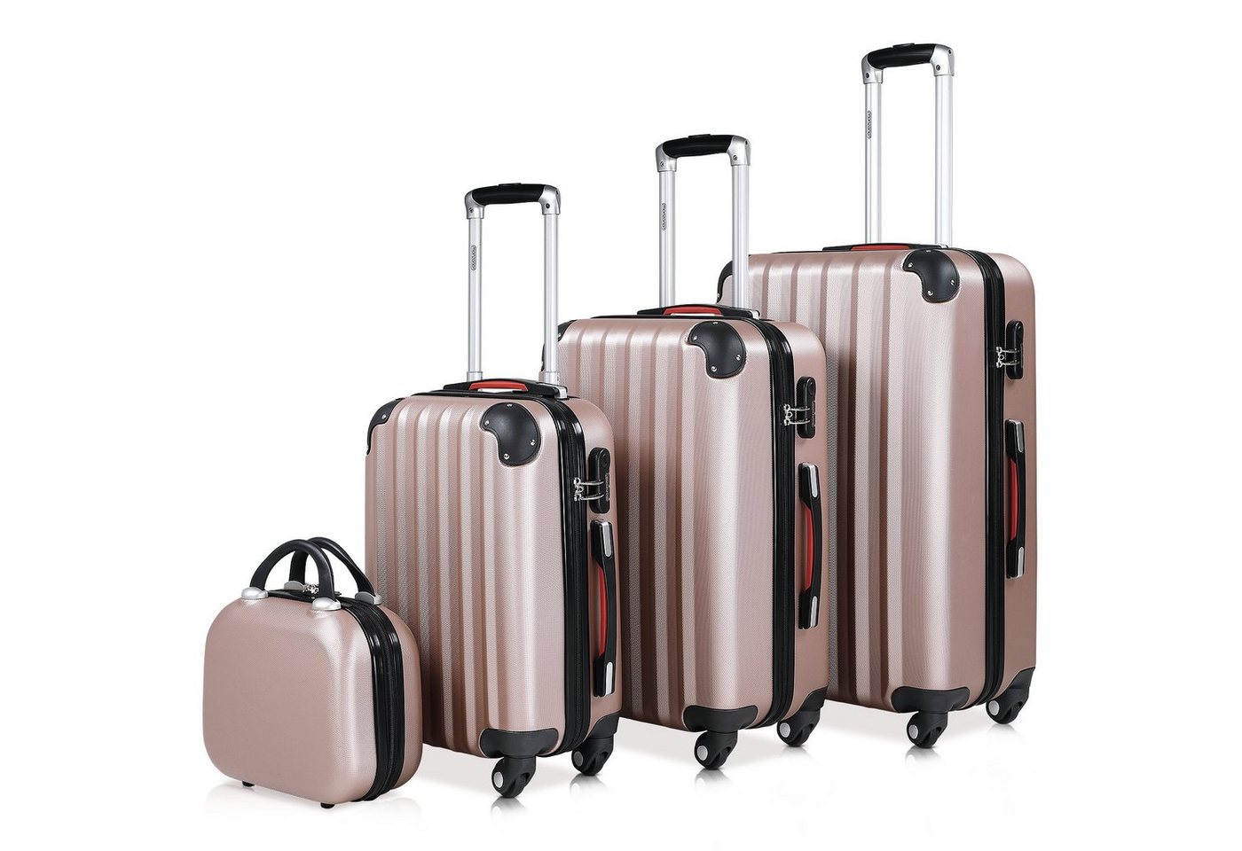 monzana Koffer Monzana, 4 Rollen, Baseline 4tlg Rose-Gold Beautycase M L XL Gelgriffe Zahlenschloss von monzana