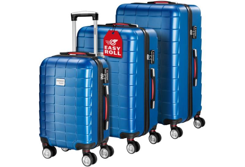 monzana Kofferset, 3tlg TSA Schloss Hartschalen Koffer M-L-XL Rollkoffer Reisekoffer Blau von monzana