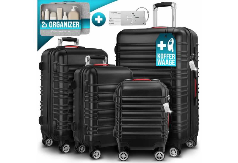 monzana Kofferset, Koffer Zwillingsrollen Zahlenschloss Waage Gurt Reisekoffer Schwarz von monzana