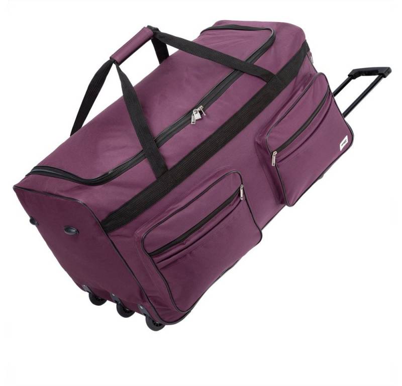 monzana Reisetasche, mit Rollen 160L Trolley Teleskopgriff Violett Groß XXL Gepäcktasche von monzana