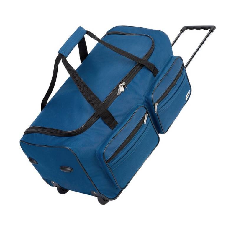 monzana Reisetasche (1-tlg), mit Rollen 85L Trolley Teleskopgriff Marineblau Groß XL Gepäcktasche von monzana