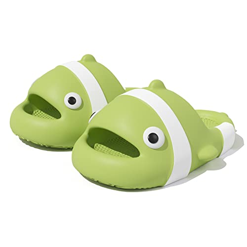 Clownfish Slides für Damen und Herren, bewölkt, bewölkt, Clownfisch, Hausschuhe, offener Zehenbereich, Unisex, Strandschuhe, Grün , 7-8 Women/5.5-6.5 Men Clownfish Slides für Damen und Herren, bewölkt, bewölkt, Clownfisch, Hausschuhe, offener Zehenbereich, Unisex, Strandschuhe, Grün , 7-8 Women/5.5-6.5 Men von moobee