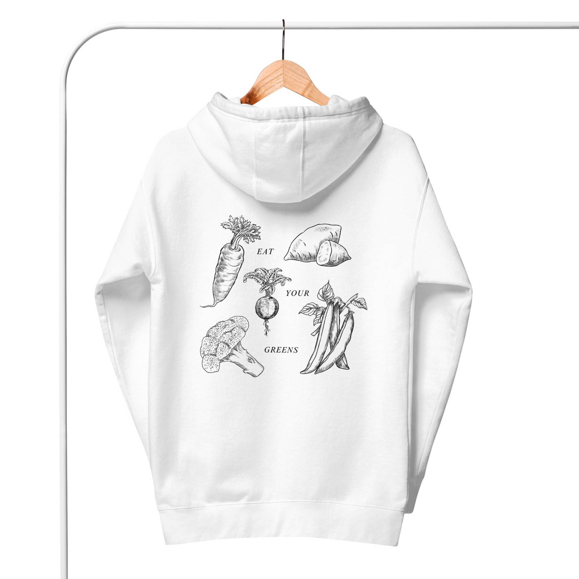 Eat Your Veggies Retro Grafik Hoodie | Greens Unisex Veganer Farmers Market Gemüse Pinterest von moodykidstudio