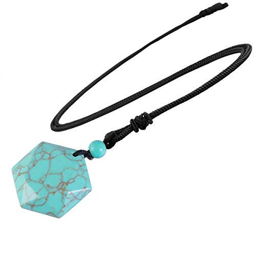 mookaitedecor Hexagram Merkaba Stein Anhänger Halskette für Frauen und Männer Amulette David Star Anhänger mit schwarzer Nylonkette verstellbar von mookaitedecor