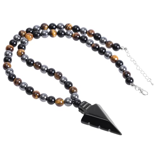 mookaitedecor Natürlichen Heilung Kristall Halskette für Männer, Verstellbare Amulett Kristall Stein Perlen Anhänger Halskette von mookaitedecor