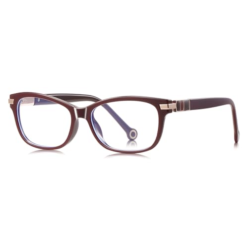 Blaue Licht blockierende Brille für Frauen TR90 Quadrat Brille Rahmen Mode (red with clear) von moomoobird