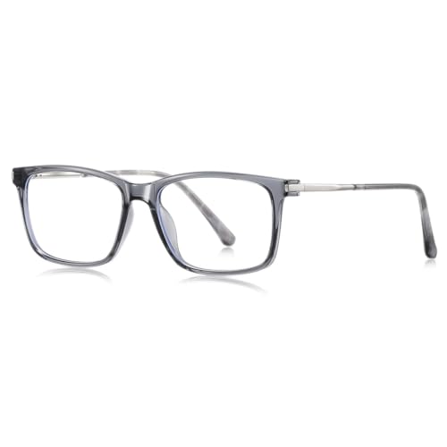 Blaues Licht blockierende Brillen für Männer Computer Metall TR90 Quadrat Brillen Rahmen männliche Mode (grey with clear) von moomoobird