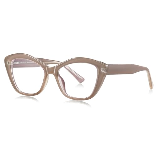 Blue Light Blocking Brillen Mode weibliche TR90 Rahmen Katze Auge Brillen Rahmen für Frauen (brown with clear) von moomoobird