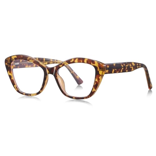 Blue Light Blocking Brillen Mode weibliche TR90 Rahmen Katze Auge Brillen Rahmen für Frauen (leopard with clear) von moomoobird