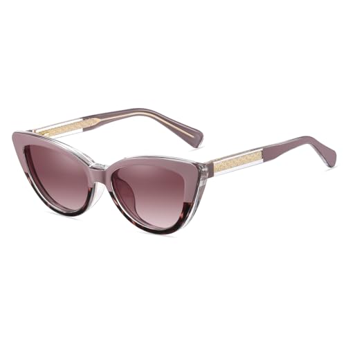 Cat Eye polarisierte Sonnenbrille für Frauen Magnetklipp auf Brillen TR90 dicker Rahmen (cameo leopard frame) von moomoobird