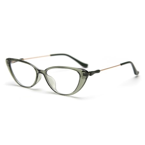 Frauen Mode Brille Cat Eye Metall TR90 Brillenrahmen Weibliche Trendy Zubehör (green with clear) von moomoobird