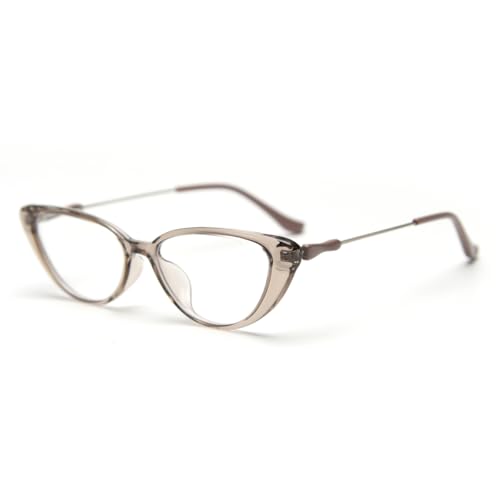 Frauen Mode Brille Cat Eye Metall TR90 Brillenrahmen Weibliche Trendy Zubehör (khaki with clear) von moomoobird