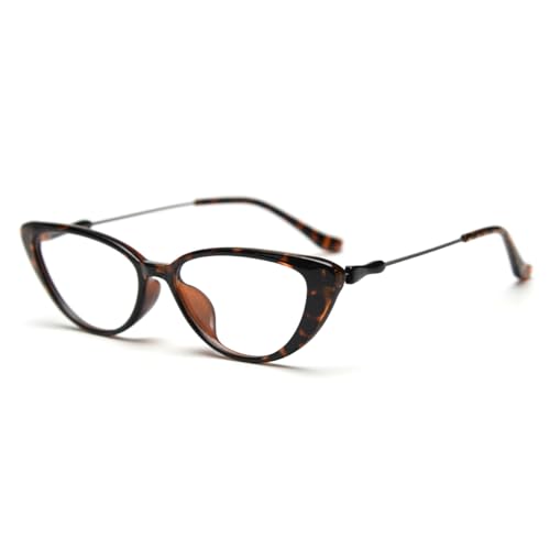 Frauen Mode Brille Cat Eye Metall TR90 Brillenrahmen Weibliche Trendy Zubehör (leopard with clear) von moomoobird