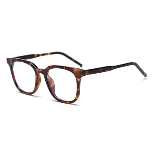 Quadratische Brillen für Männer Frauen Big Frame TR90 Brillen Rahmen Mode Stil (leopard with clear) von moomoobird