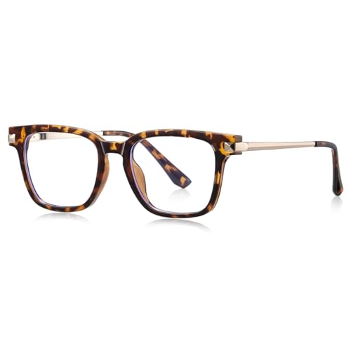 moomoobird Anti Blau Licht Brillen Mode Metall TR90 Quadrat Brillen Rahmen für Frauen Männer Unisex (leopard with clear) von moomoobird