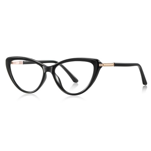 moomoobird Anti blaue Licht Brille für Frauen Comouter TR90 Cat Eye Brille Rahmen weiblich (black with clear) von moomoobird