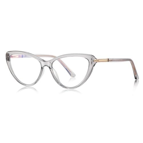 moomoobird Anti blaue Licht Brille für Frauen Comouter TR90 Cat Eye Brille Rahmen weiblich (grey with clear) von moomoobird