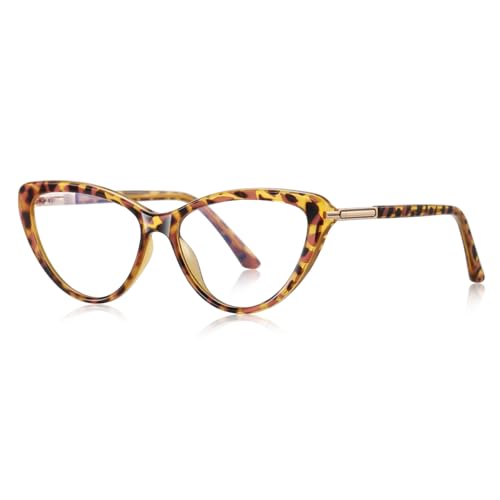 moomoobird Anti blaue Licht Brille für Frauen Comouter TR90 Cat Eye Brille Rahmen weiblich (pattern with clear) von moomoobird