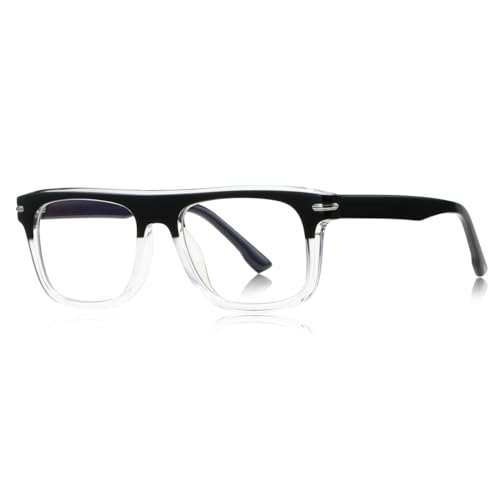 moomoobird Anti blaue Licht Brille für Männer TR90 Rahmen Acetat Tempel Quadrat Brille Rahmen Männliche Mode (black clear frame) von moomoobird