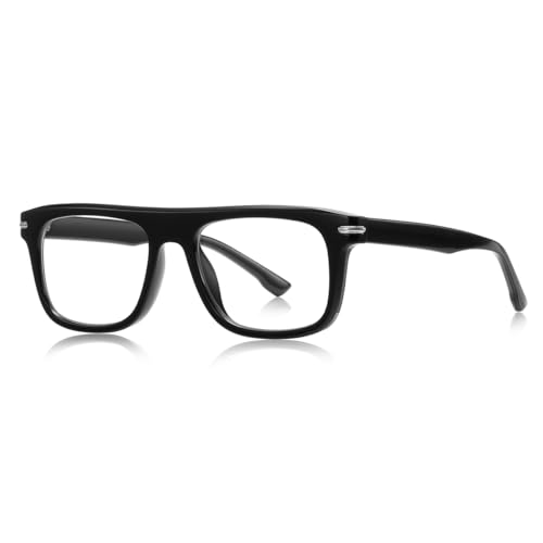 moomoobird Anti blaue Licht Brille für Männer TR90 Rahmen Acetat Tempel Quadrat Brille Rahmen Männliche Mode (black with clear) von moomoobird