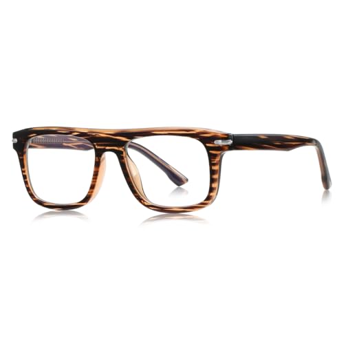 moomoobird Anti blaue Licht Brille für Männer TR90 Rahmen Acetat Tempel Quadrat Brille Rahmen Männliche Mode (brown pattern frame) von moomoobird
