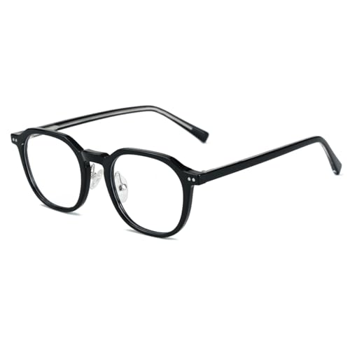 moomoobird Anti blaue Licht Brillen Männer Frauen Mode TR90 Rahmen Acetat Tempel Quadrat Brillen Rahmen (black with clear) von moomoobird