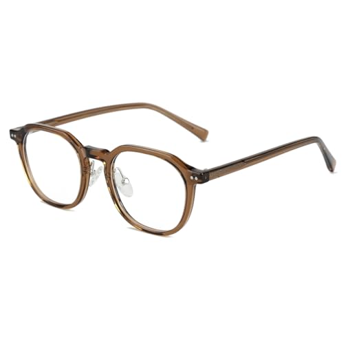 moomoobird Anti blaue Licht Brillen Männer Frauen Mode TR90 Rahmen Acetat Tempel Quadrat Brillen Rahmen (brown with clear) von moomoobird