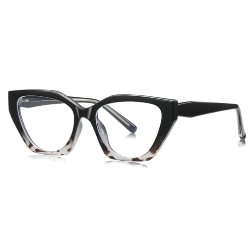 moomoobird Blaue Licht Blockierende Brille für Frauen TR90 Brille Cat Eye Brille Rahmen Mode Brille (black pattern frame) von moomoobird
