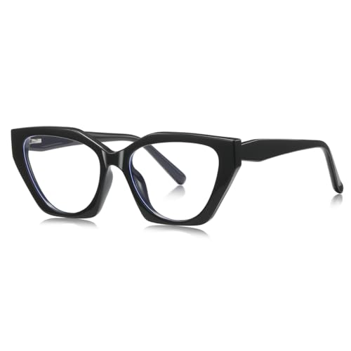 moomoobird Blaue Licht Blockierende Brille für Frauen TR90 Brille Cat Eye Brille Rahmen Mode Brille (black with clear) von moomoobird