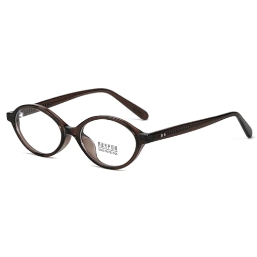moomoobird Blaue Licht Gläser Frauen Männer Oval Kleine Gläser Rahmen TR90 Retro Brillen Acetat Tempel (brown with clear) von moomoobird