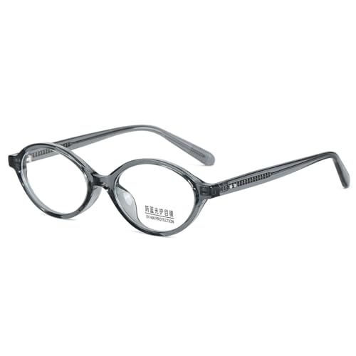 moomoobird Blaue Licht Gläser Frauen Männer Oval Kleine Gläser Rahmen TR90 Retro Brillen Acetat Tempel (gray with clear) von moomoobird