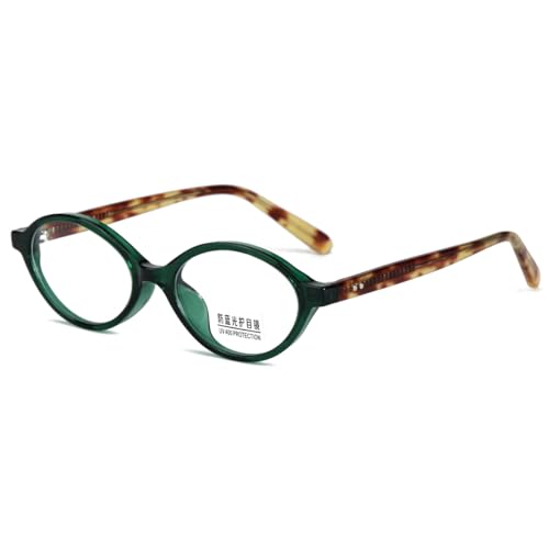 moomoobird Blaue Licht Gläser Frauen Männer Oval Kleine Gläser Rahmen TR90 Retro Brillen Acetat Tempel (green leopard frame) von moomoobird