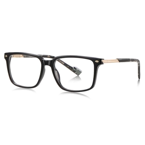 moomoobird Blaue Licht blockierende Brille für Männer Frauen TR90 Retro Quadrat Brille Rahmen (black with clear) von moomoobird