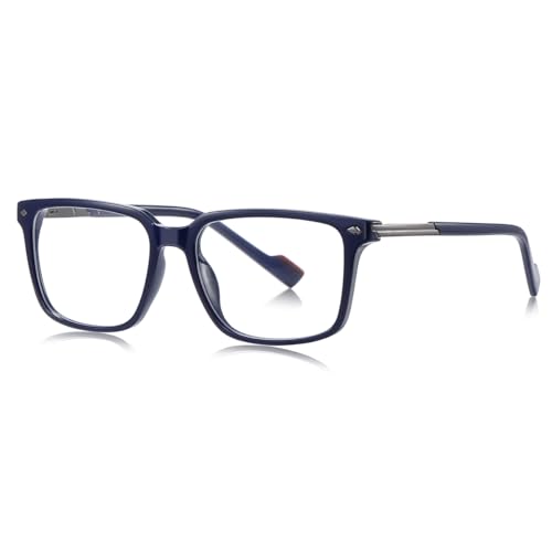 moomoobird Blaue Licht blockierende Brille für Männer Frauen TR90 Retro Quadrat Brille Rahmen (blue with clear) von moomoobird