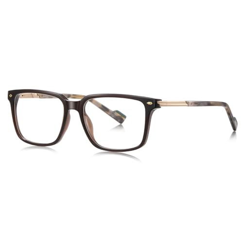 moomoobird Blaue Licht blockierende Brille für Männer Frauen TR90 Retro Quadrat Brille Rahmen (brown with clear) von moomoobird