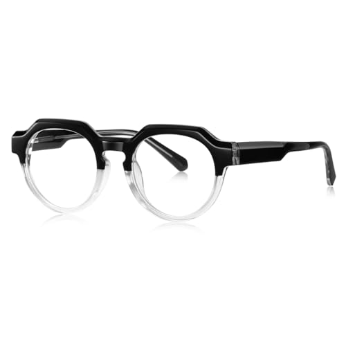 moomoobird Blaues Licht Blockieren Brillen Retro TR90 Rahmen Vintage Runde Brillen Rahmen Männer Frauen Trendy (black clear frame) von moomoobird