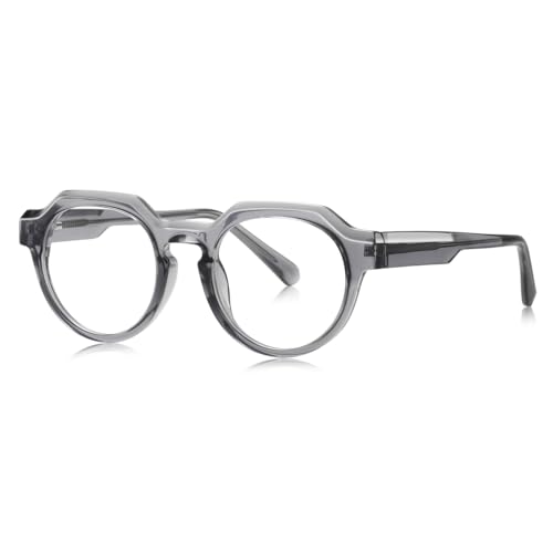 moomoobird Blaues Licht Blockieren Brillen Retro TR90 Rahmen Vintage Runde Brillen Rahmen Männer Frauen Trendy (grey with clear) von moomoobird