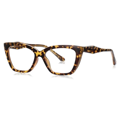 moomoobird Cat Eye Brille für Frauen TR90 Rahmen Quadrat Retro Brille Weiblich (leopard with clear) von moomoobird
