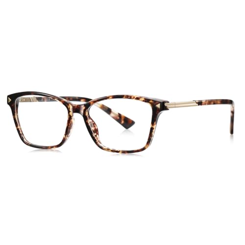 moomoobird Cat Eye Brillen Anti Blau Licht TR90 Quadrat Mode Brillen Rahmen für Frauen (leopard with clear) von moomoobird