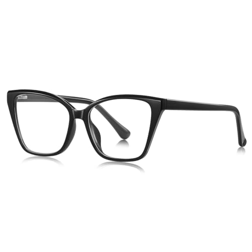 moomoobird Cat Eye Brillen Rahmen für Frauen TR90 Rahmen Blaues Licht Blockierende Brillen Weibliche Mode (black with clear) von moomoobird