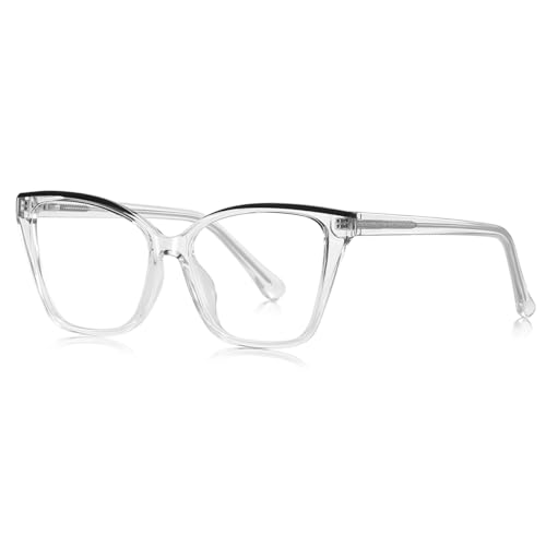 moomoobird Cat Eye Brillen Rahmen für Frauen TR90 Rahmen Blaues Licht Blockierende Brillen Weibliche Mode (transparent) von moomoobird